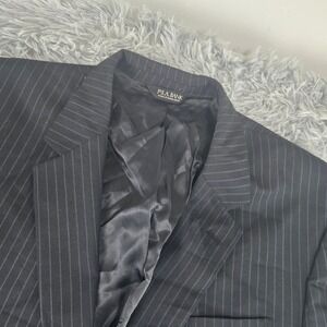 Jos. A. Bank Mens 48L Black Pinstripe 100% Wool Two Button Blazer Sport Coat